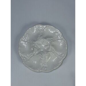 Vintage White Ceramic Oyster Plates Plate Starfish Made In Portugal Pottery